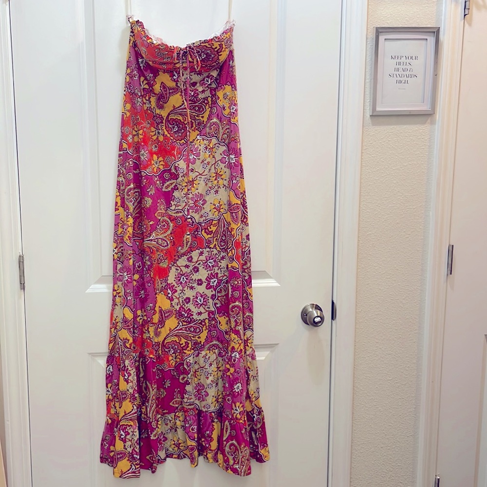 Energie Berry Multi Colored Floral Strapless Padded Dress